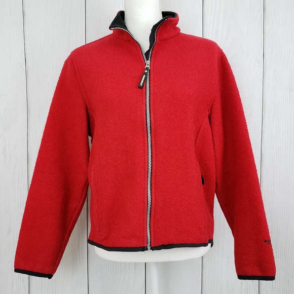 Woolrich Large Red Nordic Wool Zippered Jacket - Picture 1 of 8